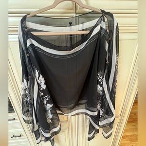 Elegant Black and White Sheer Shawl